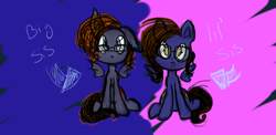 Size: 1366x664 | Tagged: safe, artist:girlbronyandwhoivan, derpibooru import, oc, oc only, pegasus, pony, glasses, siblings, sisters, solo