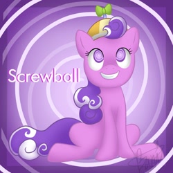 Size: 894x894 | Tagged: safe, artist:maplesunrise, screwball, hat, propeller hat, solo