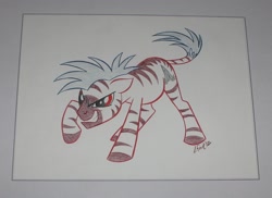 Size: 2286x1662 | Tagged: safe, artist:lauren faust, derpibooru import, oc, oc only, zebra, grin, photo, solo, traditional art