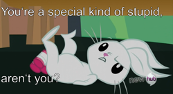 Size: 1000x549 | Tagged: safe, angel bunny, just for sidekicks, image macro, meme, solo