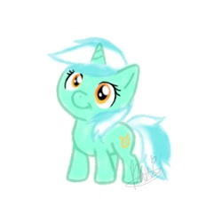 Size: 894x894 | Tagged: dead source, safe, artist:maplesunrise, lyra heartstrings, pony, unicorn, chibi, simple background, smiling, solo, white background