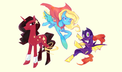 Size: 1437x847 | Tagged: safe, artist:s0901, batgirl, ponified, super best friends forever, supergirl, wonder girl