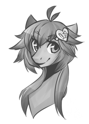 Size: 500x700 | Tagged: safe, artist:mscootaloo, derpibooru import, oc, oc only, oc:unie, bust, commission, monochrome, simple background, sketch, solo, transparent background