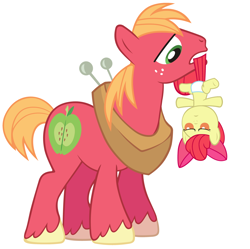 Size: 6022x5993 | Tagged: safe, artist:beavernator, apple bloom, big macintosh, pony, absurd resolution, apple bloom is not amused, baby, baby pony, diaper, foal