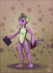 Size: 700x960 | Tagged: safe, artist:cosmicunicorn, derpibooru import, spike, anthro, dragon, book, male, solo