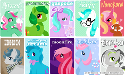 Size: 1200x720 | Tagged: safe, artist:tinrobo, baby half note, baby lucky, fizzy, lickety split, oc, g1, ponycon, vector