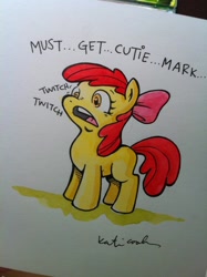 Size: 764x1024 | Tagged: safe, artist:katiecandraw, derpibooru import, idw, apple bloom, traditional art