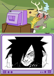 Size: 564x800 | Tagged: safe, discord, exploitable meme, naruto, rapeface, tv meme, uchiha madara