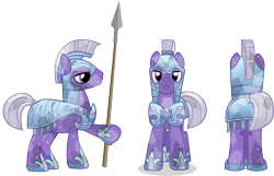 Size: 2665x1720 | Tagged: safe, artist:vector-brony, derpibooru import, crystal pony, pony, armor, crystal guard, crystal guard armor, helmet, royal guard, simple background, spear, transparent background, vector, weapon