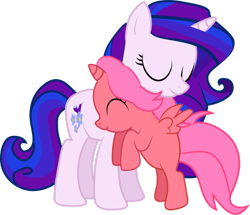 Size: 965x828 | Tagged: safe, artist:creshosk, derpibooru import, oc, oc only, alicorn, pony, unicorn, alicorn oc, filly, hug