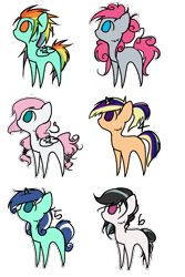 Size: 640x960 | Tagged: safe, artist:theosaur, derpibooru import, oc, oc only, adoptable, magical lesbian spawn, offspring, parent:bon bon, parent:derpy hooves, parent:fluttershy, parent:lightning dust, parent:lyra heartstrings, parent:octavia melody, parent:pinkie pie, parent:rainbow dash, parent:rarity, parent:vinyl scratch, parents:derpypie, parents:flarity, parents:lyrabon, parents:rainbowdust, parents:scratchtavia, parents:twijack