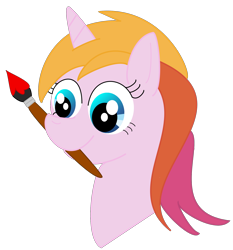 Size: 1728x1856 | Tagged: safe, artist:scarletvermillion, toola roola, pony, unicorn, paintbrush, race swap, unicorn toola roola