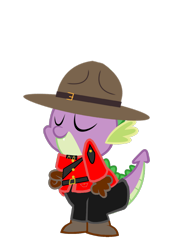 Size: 800x1137 | Tagged: safe, artist:kuren247, derpibooru import, spike, dragon, canada, clothes, mountie, royal canadian mounted police, simple background, solo, transparent background, uniform, vector