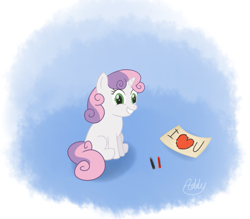 Size: 829x727 | Tagged: safe, artist:addy771, derpibooru import, sweetie belle, crayon, solo