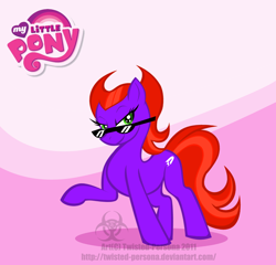 Size: 1290x1238 | Tagged: safe, artist:twisted-persona, derpibooru import, earth pony, pony, danny phantom, female, mare, penelope spectra, ponified, raised hoof, solo, sunglasses