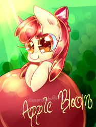 Size: 3000x4000 | Tagged: safe, artist:aquagalaxy, derpibooru import, apple bloom, earth pony, pony, female, filly, gradient background, solo