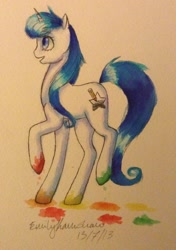 Size: 1024x1452 | Tagged: safe, artist:phoebewolf, derpibooru import, oc, oc only, oc:meggie, solo, traditional art