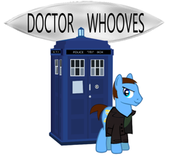 Size: 758x678 | Tagged: safe, doctor whooves, christopher eccleston, doctor who, jumper, leather, ninth doctor, peacoat, proud, tardis