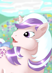 Size: 714x999 | Tagged: safe, artist:kinbarri, derpibooru import, twilight, pony, unicorn, g1, bow, female, mare, solo, tail bow