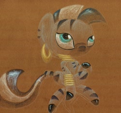 Size: 881x820 | Tagged: safe, artist:getchanoodlewet, derpibooru import, zecora, zebra, sitting, solo, traditional art