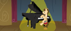 Size: 965x419 | Tagged: safe, artist:timelord909, derpibooru import, earth pony, pony, billy joel, piano, ponified, solo, spotlight