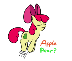 Size: 1213x1024 | Tagged: dead source, safe, artist:thebluenidobunny, derpibooru import, apple bloom, cutie mark, pear, solo