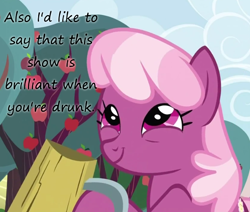 Size: 714x605 | Tagged: safe, derpibooru import, screencap, cheerilee, the super speedy cider squeezy 6000, animation error, cider, drunk, insane pony thread, solo, tumblr, wrong eye color