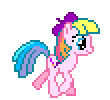 Size: 110x100 | Tagged: safe, artist:botchan-mlp, toola roola, g3, g3.5, animated, beret, cute, desktop ponies, female, g3 to g4, g3.5 to g4, g3betes, generation leap, hat, mare, pixel art, roolabetes, running, simple background, solo, sprite, transparent background, trotting, walk cycle
