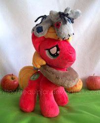 Size: 500x617 | Tagged: safe, artist:sequinjar, big macintosh, smarty pants, earth pony, pony, apple, cute, irl, macabetes, male, photo, plushie, stallion