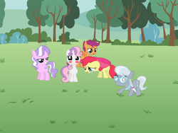 Size: 800x600 | Tagged: safe, apple bloom, diamond tiara, scootaloo, silver spoon, sweetie belle, crying, fanfic
