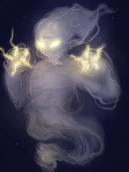 Size: 900x1200 | Tagged: safe, artist:xd-385, arabus, fanfic:the lost element, g1, antagonist, cloud, creepy, evil, fog, g1 to g4, generation leap, glowing eyes, lightning, redesign, spooky