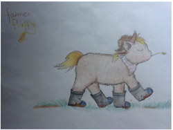 Size: 607x456 | Tagged: safe, artist:waggytail, derpibooru import, fluffy pony, boots, farmer, fluffy pony original art