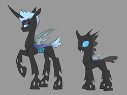 Size: 1019x761 | Tagged: safe, artist:carnifex, oc, oc only, oc:sarissa, changeling, changeling queen, blue changeling, changeling oc, changeling queen oc, female, next generation, offspring, parent:queen chrysalis