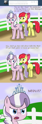 Size: 775x2250 | Tagged: safe, artist:pvryohei, apple bloom, diamond tiara, ask, ask apple bloom and diamond tiara, tumblr