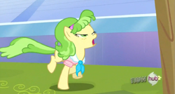 Size: 1365x733 | Tagged: safe, screencap, chickadee, ms. peachbottom, games ponies play, derp