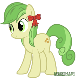 Size: 887x900 | Tagged: safe, artist:flash-draw, derpibooru import, apple fritter, alternate hairstyle, apple family member, bow, simple background, solo, transparent background, vector