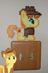 Size: 1024x1540 | Tagged: safe, artist:akira-the-alicorn, derpibooru import, braeburn, light switch, perler beads, photo