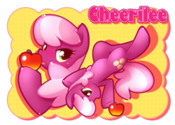 Size: 1200x860 | Tagged: safe, artist:chinpui, cheerilee, earth pony, pony, apple, female, mare, pixiv, solo