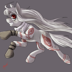 Size: 1200x1200 | Tagged: safe, artist:damaximos, derpibooru import, deadman wonderland, ponified, shiro, solo