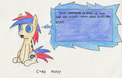 Size: 1024x657 | Tagged: safe, artist:goldenpansy, derpibooru import, oc, oc only, pony, robot, commodore 64, computer, male, stallion