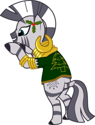 Size: 778x1026 | Tagged: safe, artist:sakatagintoki117, derpibooru import, zecora, zebra, christmas, clothes, simple background, solo, sweater, transparent background, vector