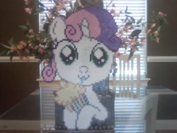 Size: 640x480 | Tagged: safe, derpibooru import, sweetie belle, pony, unicorn, female, filly, milkshake, perler, solo