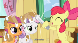 Size: 640x355 | Tagged: safe, derpibooru import, screencap, apple bloom, scootaloo, sweetie belle, cutie mark crusaders, youtube caption