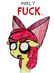 Size: 246x330 | Tagged: safe, artist:melancholy, edit, apple bloom, cropped, female, reaction image, solo, vulgar