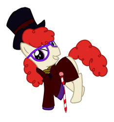 Size: 1074x1146 | Tagged: safe, artist:ai-battle-programer, twist, cane, costume, glasses, hat, simple background, solo, top hat, transparent background, willy wonka