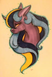 Size: 1024x1501 | Tagged: safe, artist:oneiria-fylakas, oc, oc only, oc:midnight fairytale, oc:midnight farytale, pony, unicorn, bust, female, mare, portrait, solo, traditional art