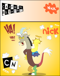 Size: 550x700 | Tagged: safe, artist:fr33z3dry, discord, cartoon network, logo, moral event horizon, nickelodeon