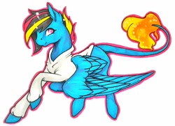 Size: 1024x743 | Tagged: safe, artist:oneiria-fylakas, oc, oc only, oc:eternal flame, pegasus, pony, clothes, hoodie, male, simple background, solo, stallion, traditional art, white background