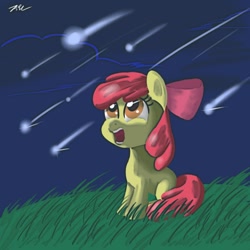 Size: 1000x1000 | Tagged: safe, artist:camaine, derpibooru import, apple bloom, shooting star, solo