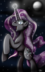 Size: 790x1250 | Tagged: safe, artist:jamescorck, derpibooru import, nightmare rarity, spoiler:comic, moon, nightmare grayity, solo